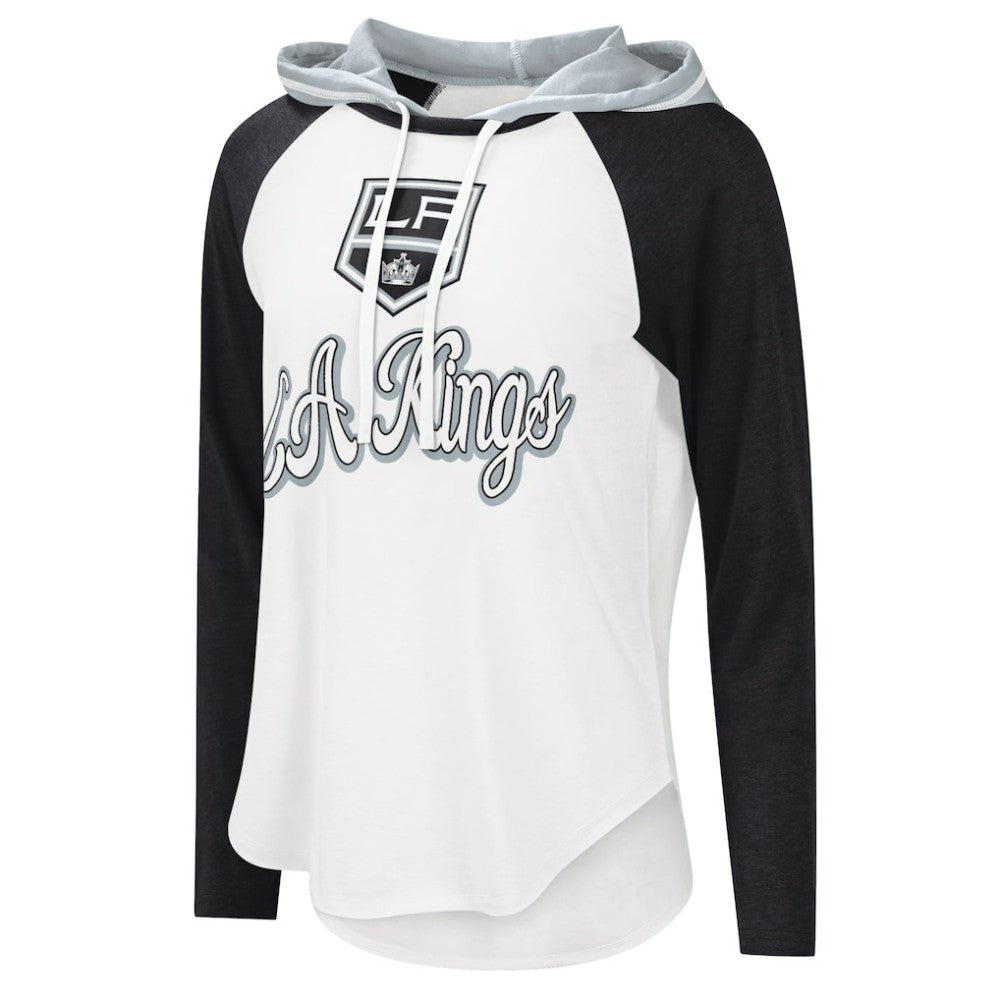Los Angeles Kings G-III 4Her by Carl Banks Women's MVP Raglan Lightweight Hooded T-Shirt - White/Black - NHL 5271965