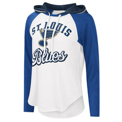 St. Louis Blues G-III 4Her by Carl Banks Women's MVP Raglan Lightweight Hooded T-Shirt - White/Blue - NHL 5271972