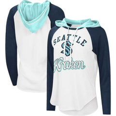 Seattle Kraken G-III 4Her by Carl Banks Women's MVP Raglan Lightweight Hooded T-Shirt - White/Navy - NHL 5271973