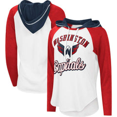 Washington Capitals G-III 4Her by Carl Banks Women's MVP Raglan Lightweight Hooded T-Shirt - White/Heather Red - NHL 5271976