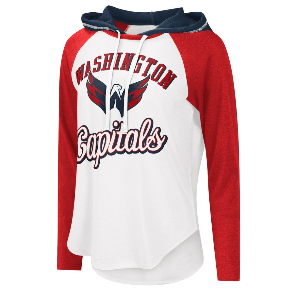 Washington Capitals G-III 4Her by Carl Banks Women's MVP Raglan Lightweight Hooded T-Shirt - White/Heather Red - NHL 5271976