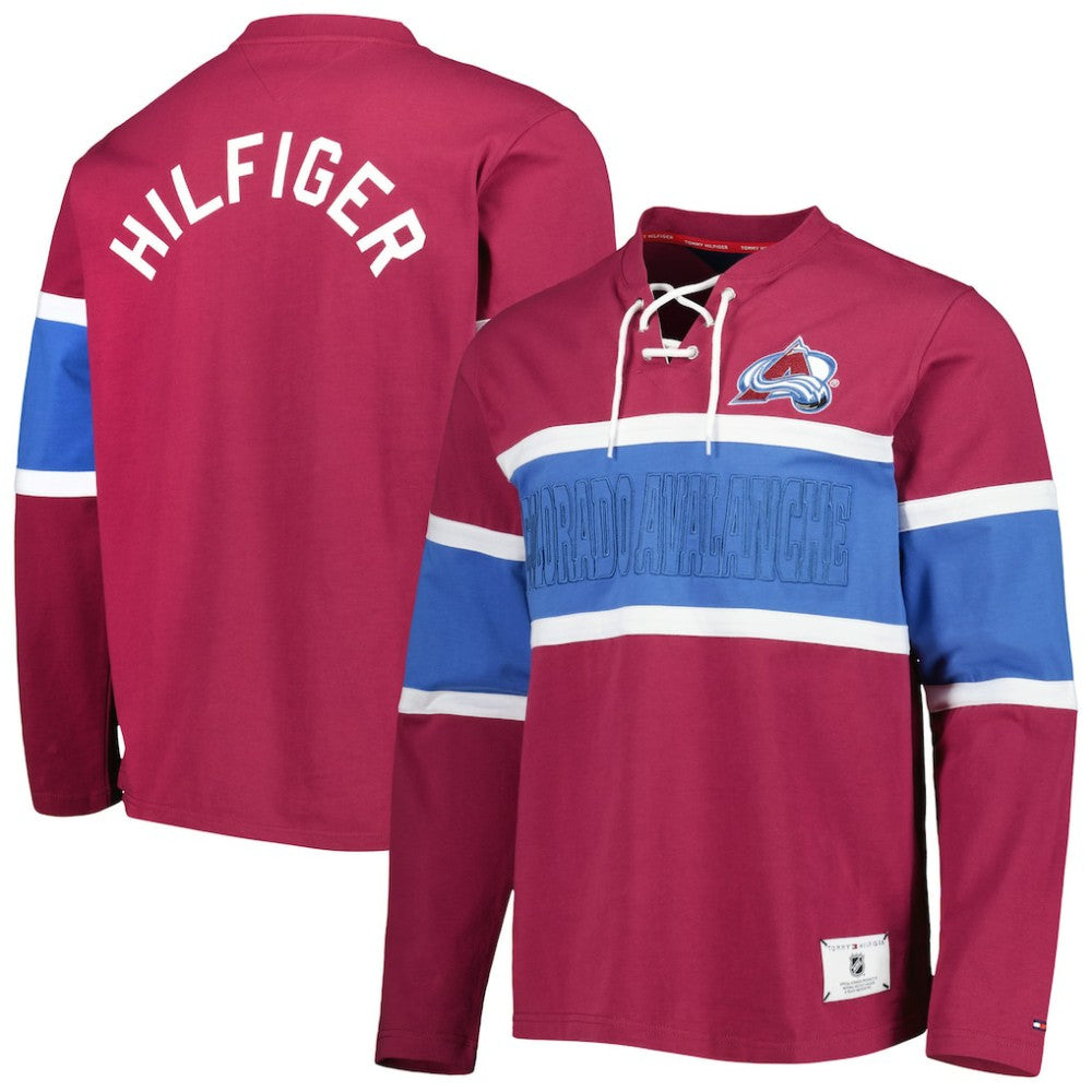 Colorado Avalanche Tommy Hilfiger Walter Lace-Up Long Sleeve Top - Burgundy - NHL 5272037