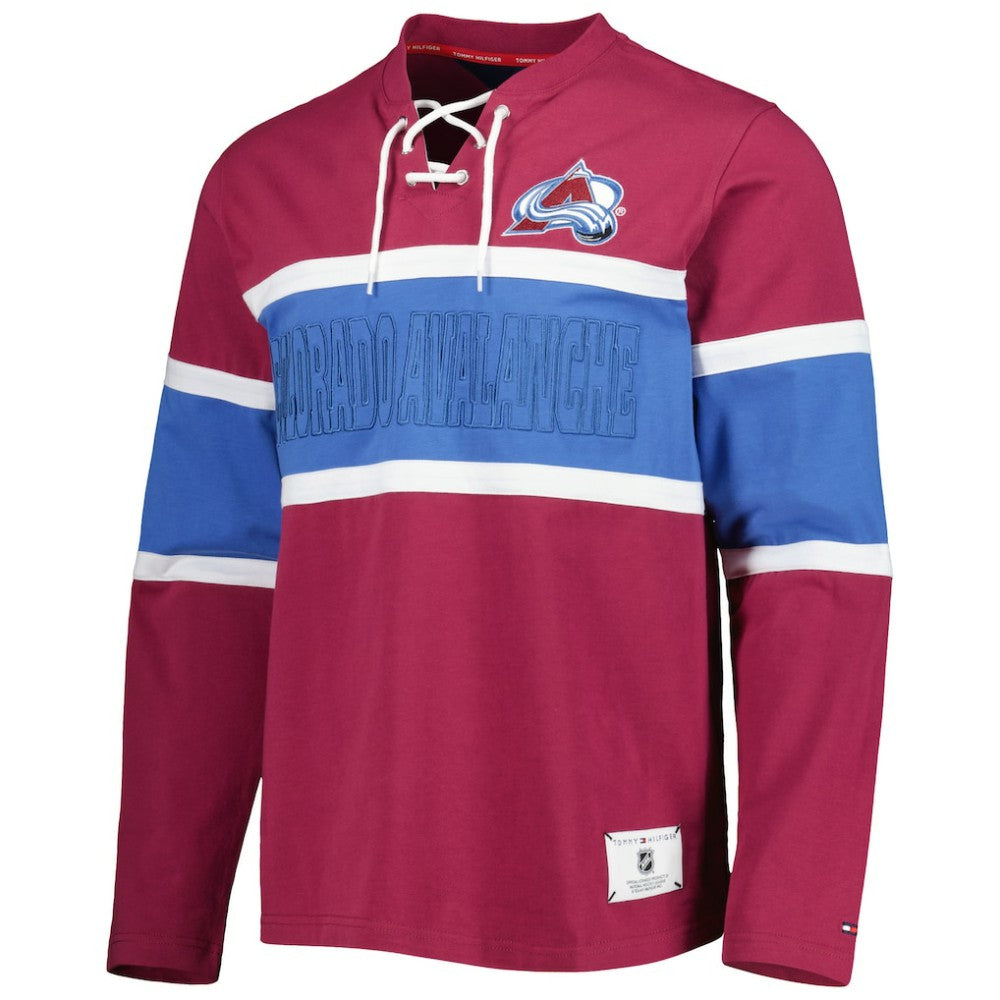 Colorado Avalanche Tommy Hilfiger Walter Lace-Up Long Sleeve Top - Burgundy - NHL 5272037