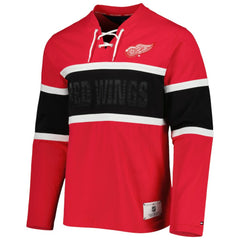 Detroit Red Wings Tommy Hilfiger Walter Lace-Up Long Sleeve Top - Red - NHL 5272039