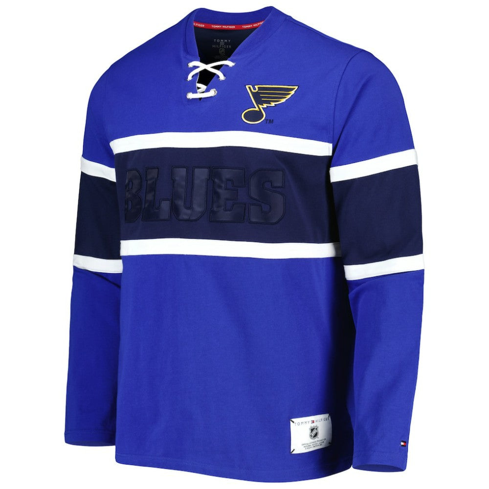 St. Louis Blues Tommy Hilfiger Walter Lace-Up Long Sleeve Top - Blue - NHL 5272043