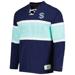 Seattle Kraken Tommy Hilfiger Walter Lace-Up Long Sleeve Top - Deep Sea Blue - NHL 5272044