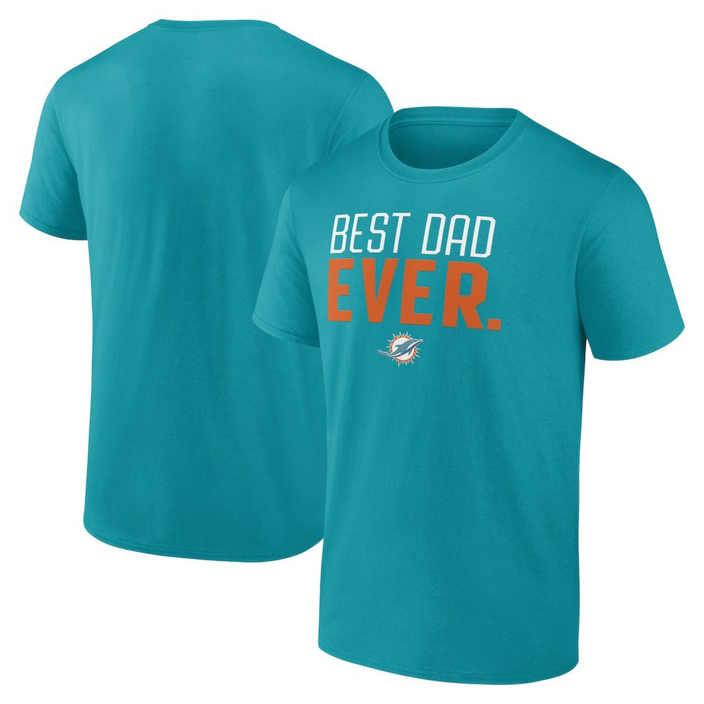 Miami Dolphins Best Dad Ever Team T-Shirt Aqua