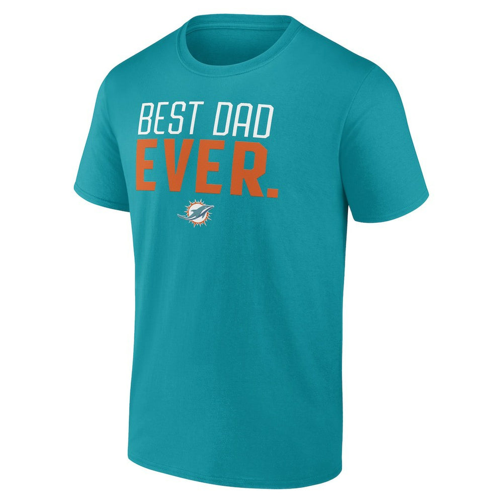 Miami Dolphins Best Dad Ever Team T-Shirt Aqua
