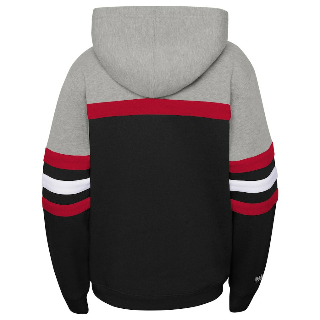 Chicago Bulls Youth Hardwood Classics Head Coach Pullover Hoodie Black/Heather Gray | Mitchell & Ness for sale