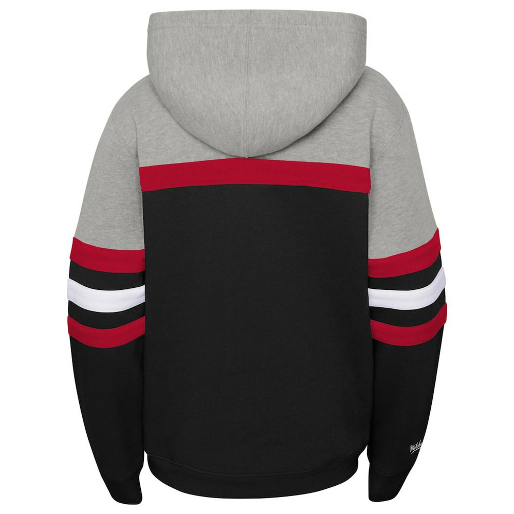 Chicago Bulls Youth Hardwood Classics Head Coach Pullover Hoodie Black/Heather Gray | Mitchell & Ness for sale