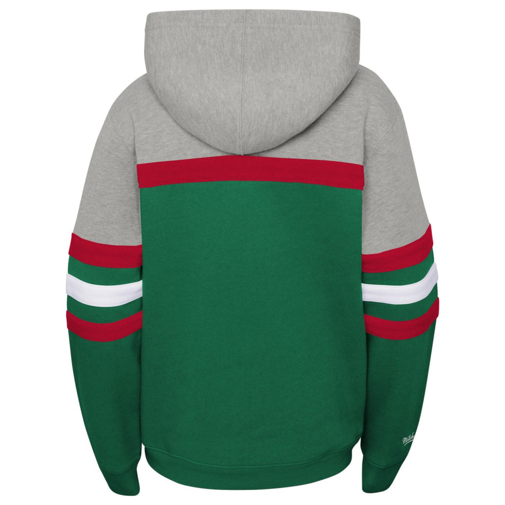 Milwaukee Bucks Youth Hardwood Classics Head Coach Pullover Hoodie Green/Heather Gray | Mitchell & Ness for sale