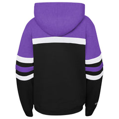 Toronto Raptors Youth Hardwood Classics Head Coach Pullover Hoodie Purple/Heather Gray | Mitchell & Ness Lifestyle