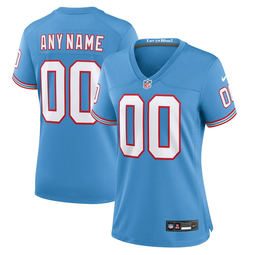 Nike Tennessee Titans Women's Oilers Throwback Custom Game Jersey Light Blue