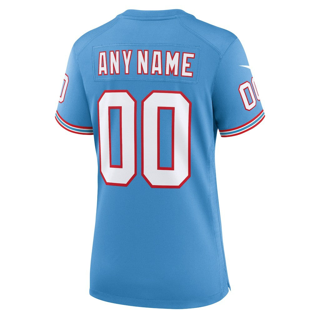 Nike Tennessee Titans Women's Oilers Throwback Custom Game Jersey Light Blue
