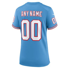 Nike Tennessee Titans Women's Oilers Throwback Custom Game Jersey Light Blue