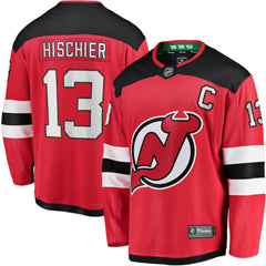 Nico Hischier New Jersey Devils Fanatics Captain Patch Home Breakaway Jersey - Red - NHL 5275447