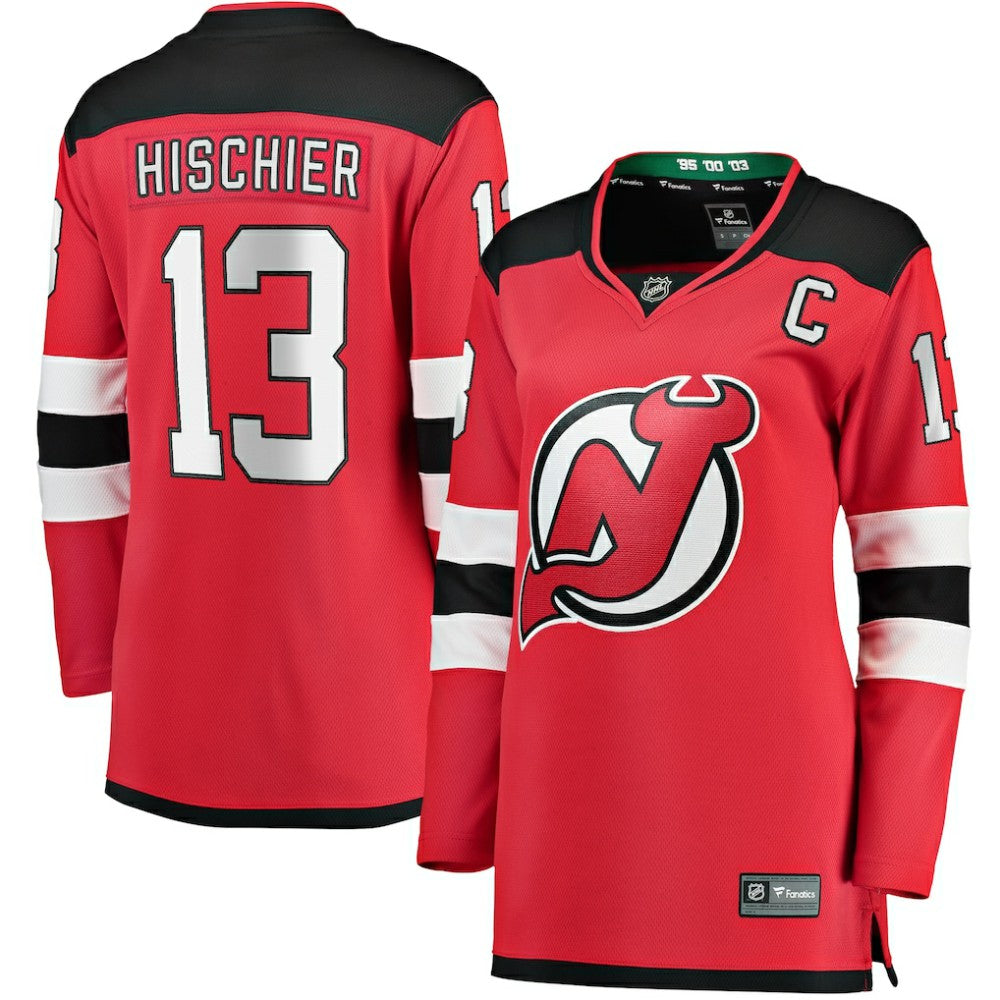 Nico Hischier New Jersey Devils Fanatics Women's Captain Patch Home Breakaway Jersey - Red - NHL 5275451