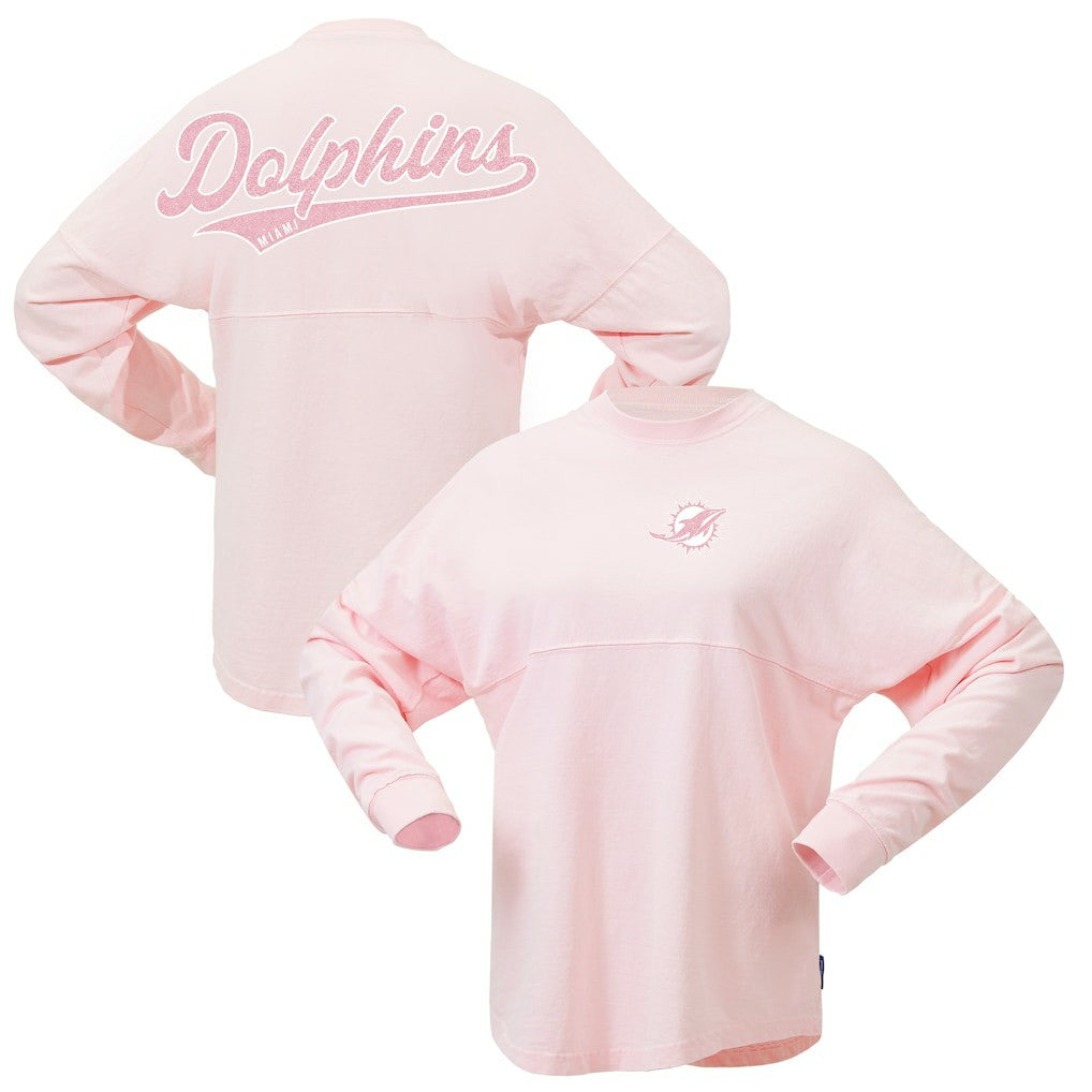 Fanatics Miami Dolphins Women's Millennial Spirit Jersey T-Shirt Pink
