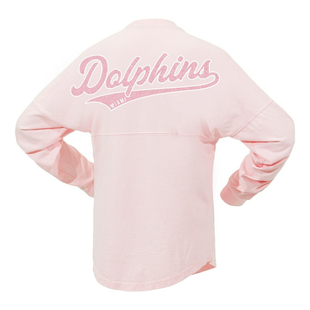 Fanatics Miami Dolphins Women's Millennial Spirit Jersey T-Shirt Pink