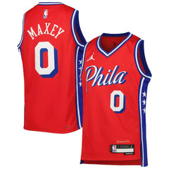 Tyrese Maxey Philadelphia 76ers Jordan Brand Youth Swingman Jersey Statement Edition Red