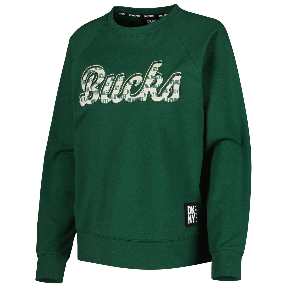 Milwaukee Bucks DKNY Sport Women's Regina Raglan Pullover Sweatshirt Hunter Green