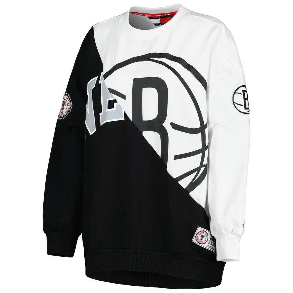 Brooklyn Nets Tommy Jeans Women's Ariel Pullover Sweatshirt Black/White