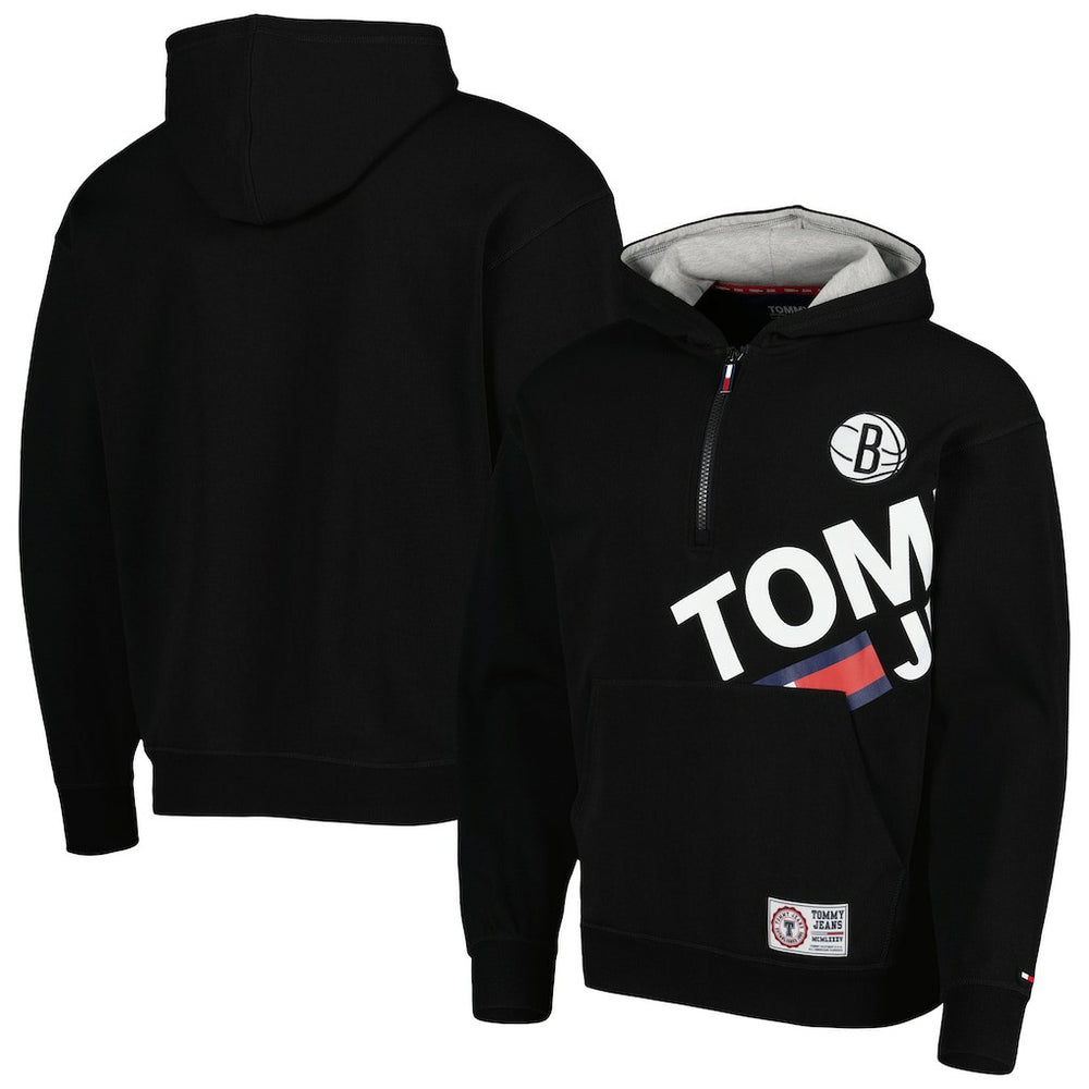 Brooklyn Nets Tommy Jeans Bernard Half-Zip Hoodie Black