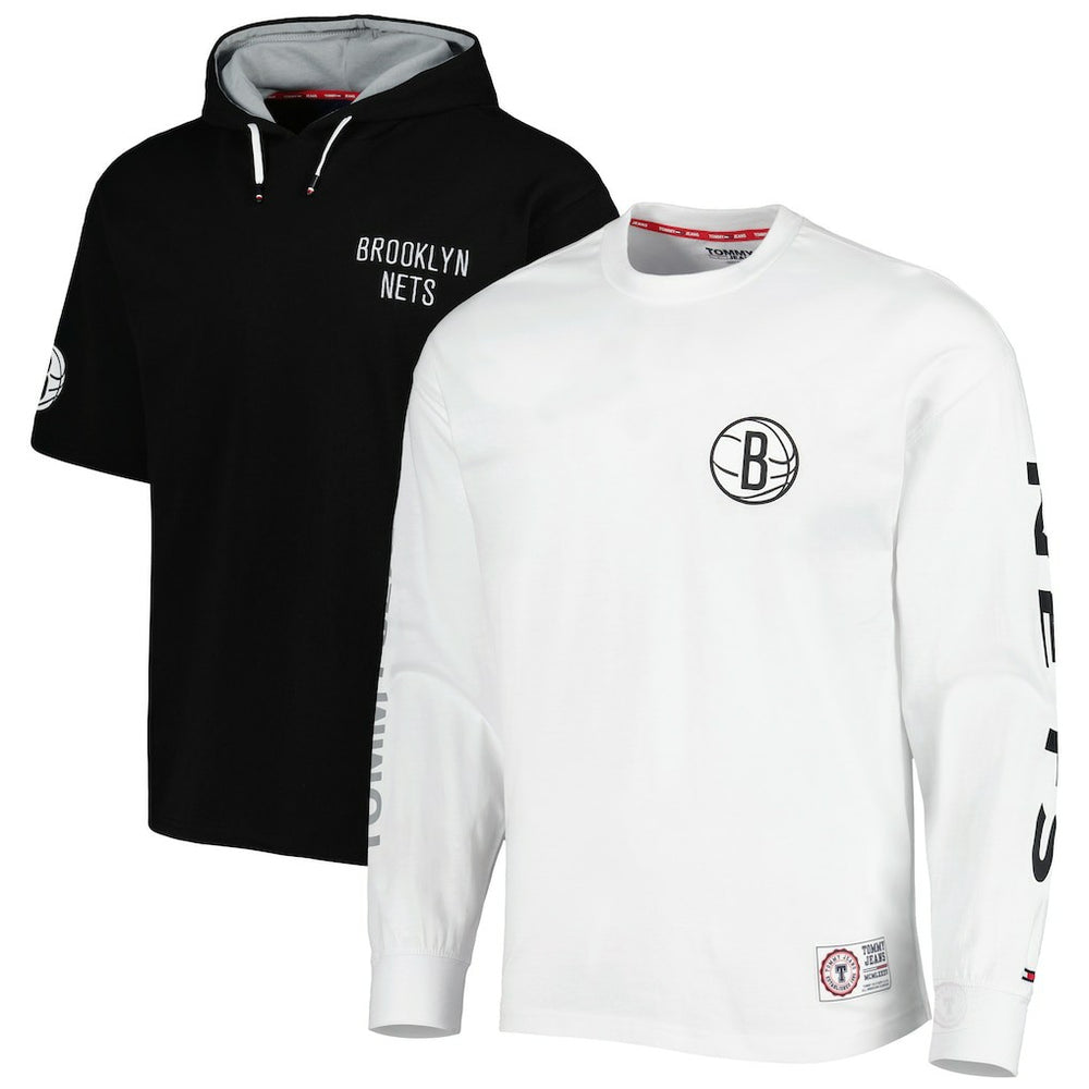 Brooklyn Nets Tommy Jeans Matthew 2-In-1 T-Shirt & Hoodie Combo Set Black/White