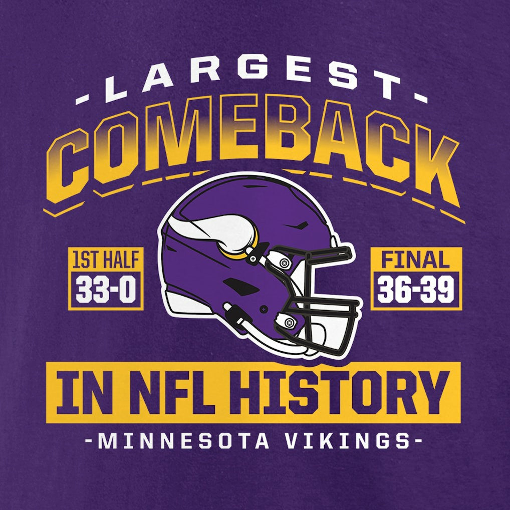Minnesota Vikings Largest Comeback T-Shirt Purple