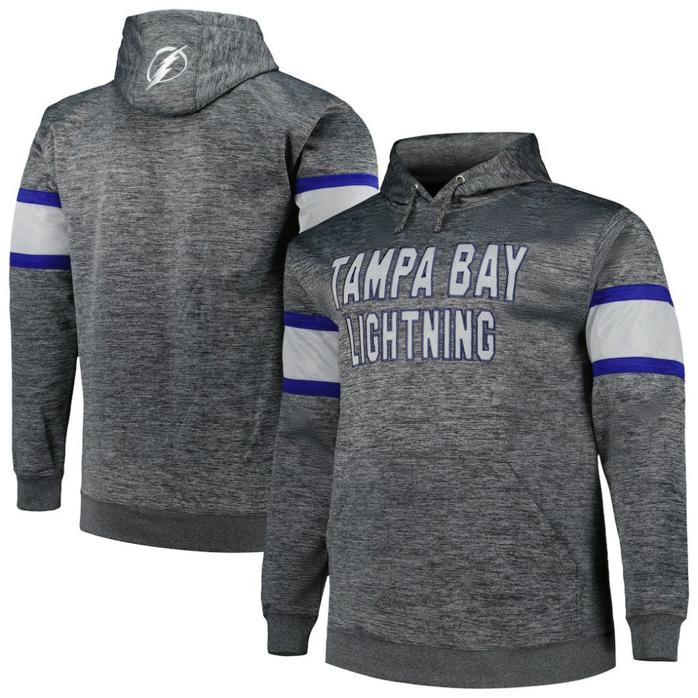 Tampa Bay Lightning Big & Tall Stripe Pullover Hoodie - Heather Charcoal - NHL 5281587