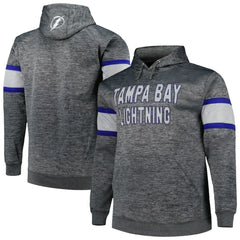 Tampa Bay Lightning Big & Tall Stripe Pullover Hoodie - Heather Charcoal - NHL 5281587
