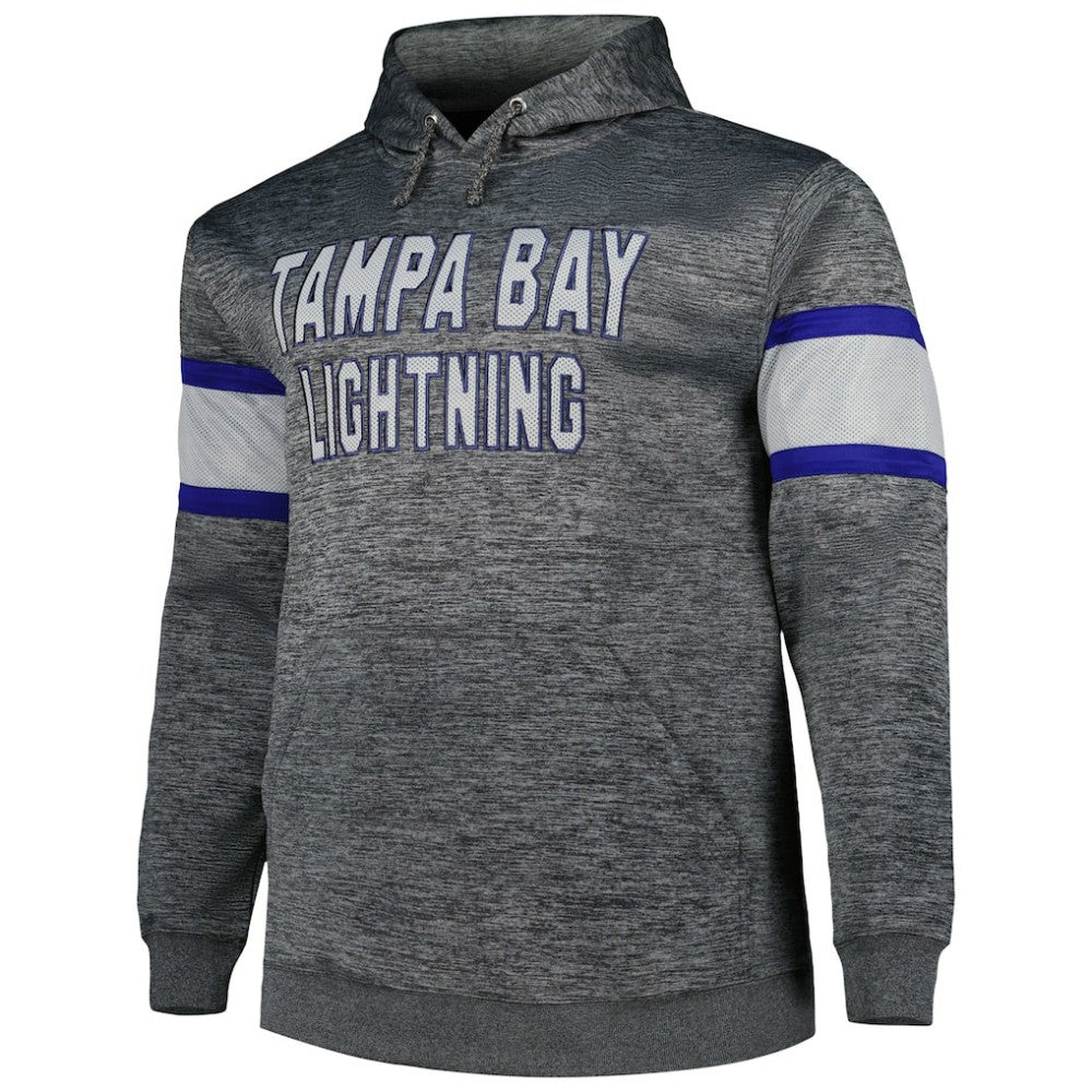 Tampa Bay Lightning Big & Tall Stripe Pullover Hoodie - Heather Charcoal - NHL 5281587
