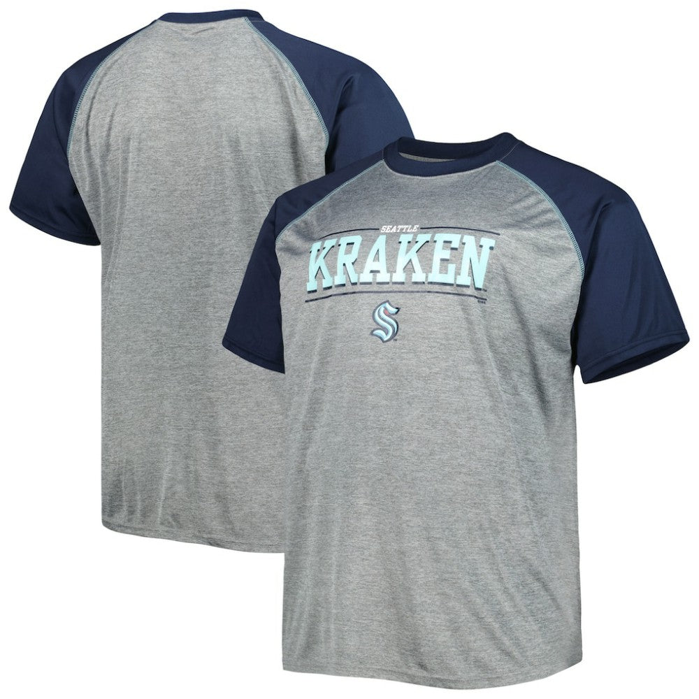 Seattle Kraken Big & Tall Logo Raglan T-Shirt - Heather Gray - NHL 5281596
