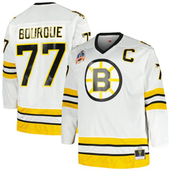 Ray Bourque Boston Bruins Mitchell & Ness Big & Tall Captain Patch Blue Line Player Jersey - White - NHL 5283114