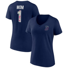 Boston Red Sox Women's Team Logo Mother's Day V-Neck T-Shirt - Navy - MLB Discount