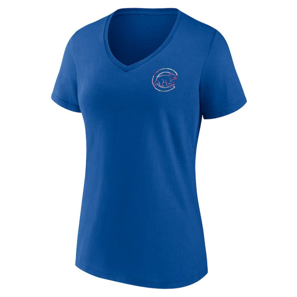 Chicago Cubs Women's Team Logo Mother's Day V-Neck T-Shirt - Royal - MLB Sale