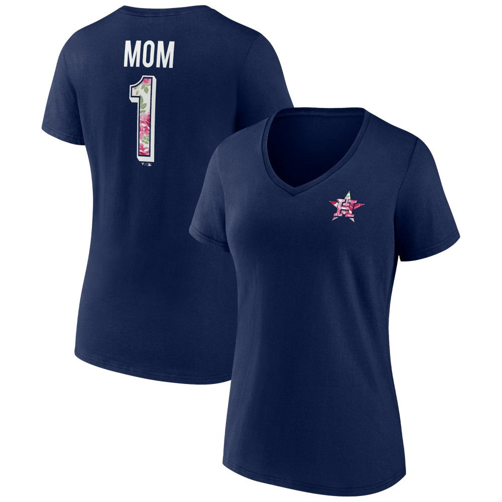 Houston Astros Women's Team Logo Mother's Day V-Neck T-Shirt - Navy - MLB Sale