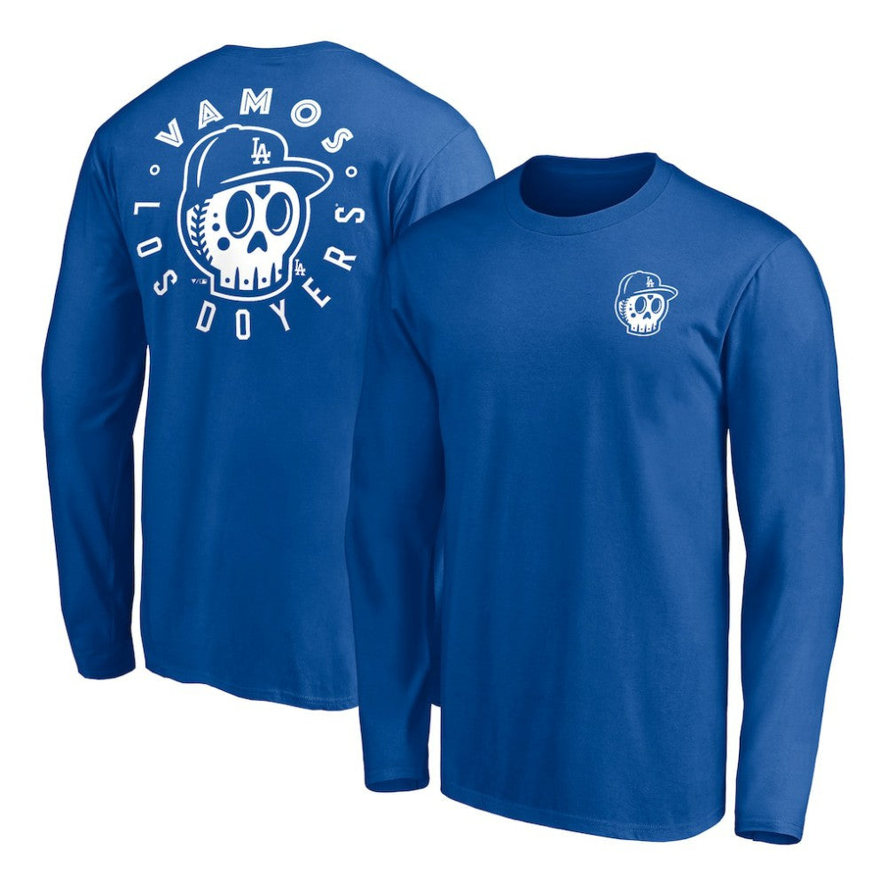 Los Angeles Dodgers Team Hometown Collection Sugar Skull Long Sleeve T-Shirt - Royal - MLB Lifestyle