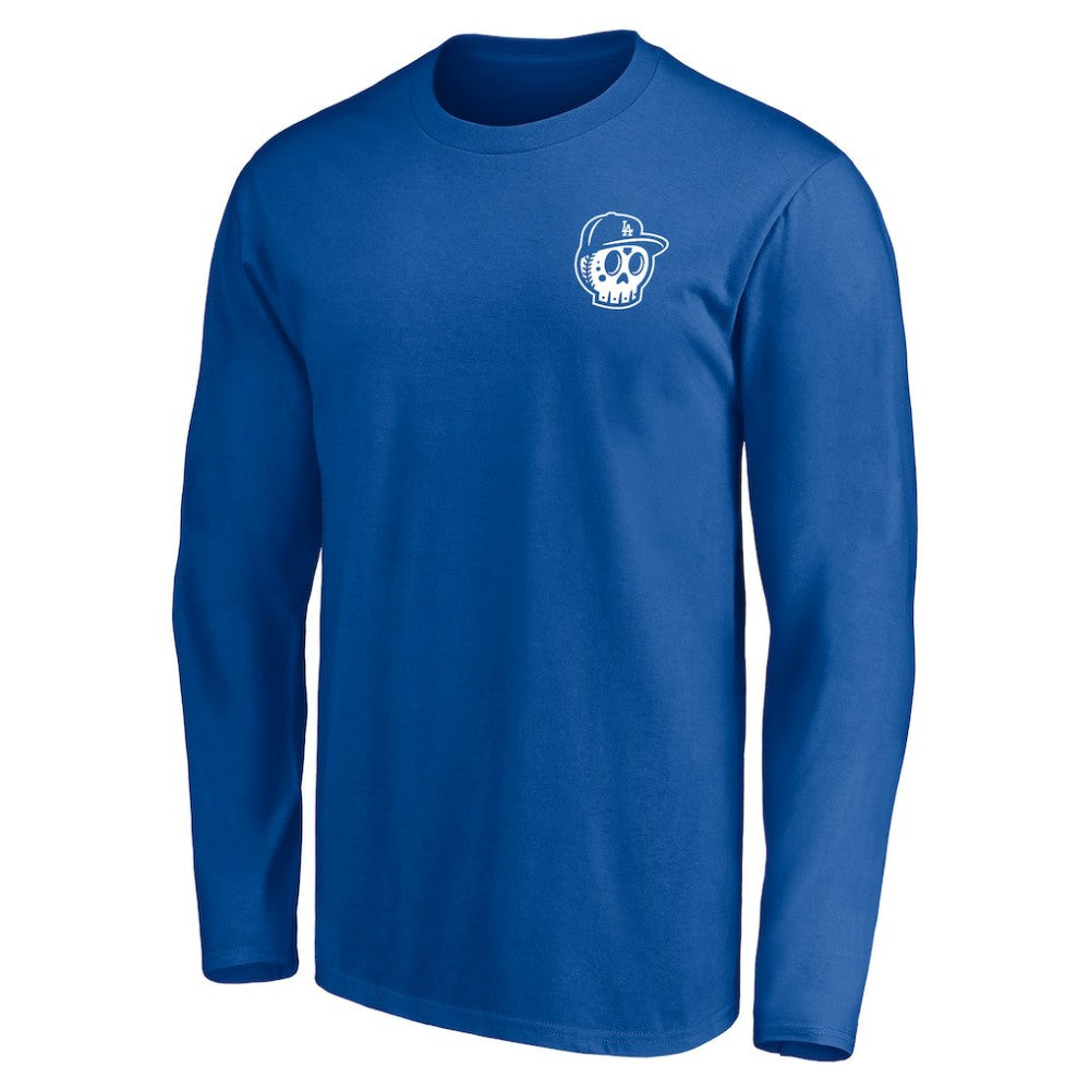 Los Angeles Dodgers Team Hometown Collection Sugar Skull Long Sleeve T-Shirt - Royal - MLB Lifestyle