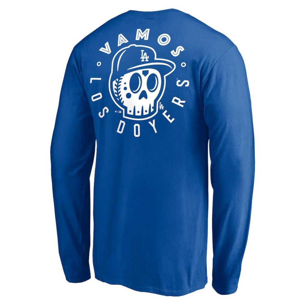 Los Angeles Dodgers Team Hometown Collection Sugar Skull Long Sleeve T-Shirt - Royal - MLB Lifestyle