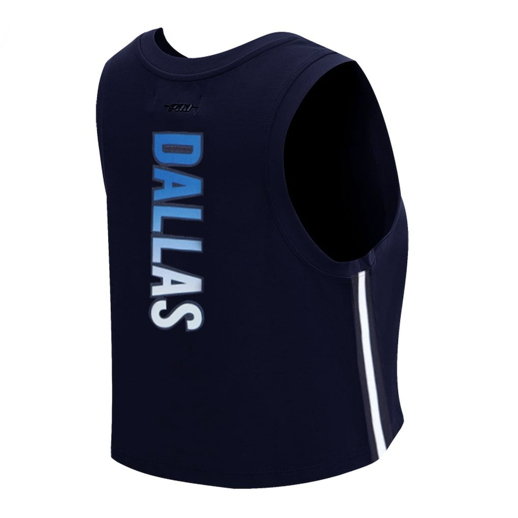 Dallas Cowboys Pro Standard Women's Ombre Wordmark Classic Cropped Tank Top Navy