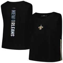 New Orleans Saints Pro Standard Women's Ombre Wordmark Classic Cropped Tank Top Black