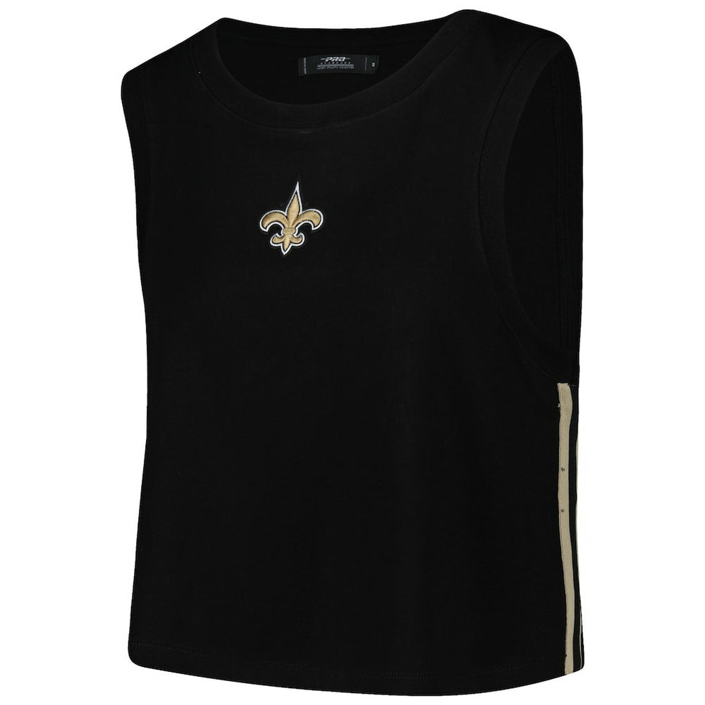 New Orleans Saints Pro Standard Women's Ombre Wordmark Classic Cropped Tank Top Black