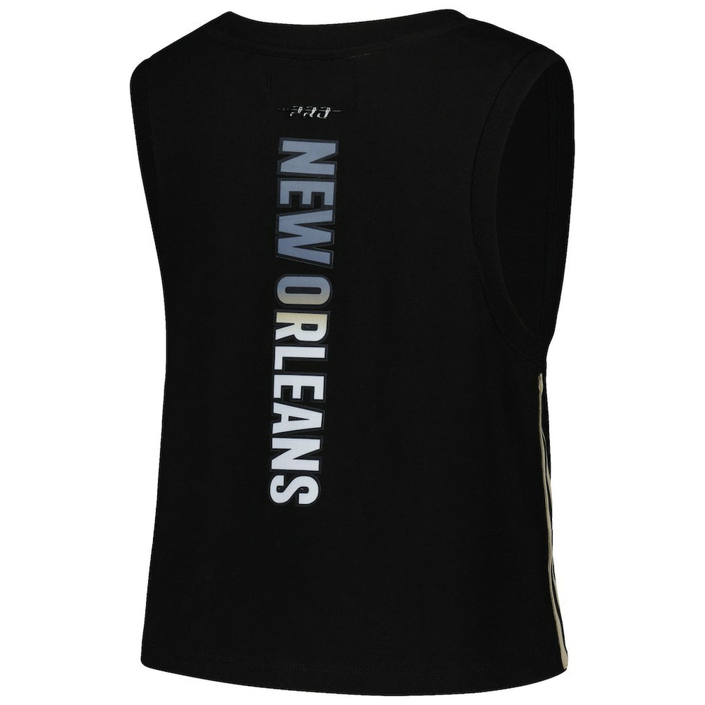 New Orleans Saints Pro Standard Women's Ombre Wordmark Classic Cropped Tank Top Black