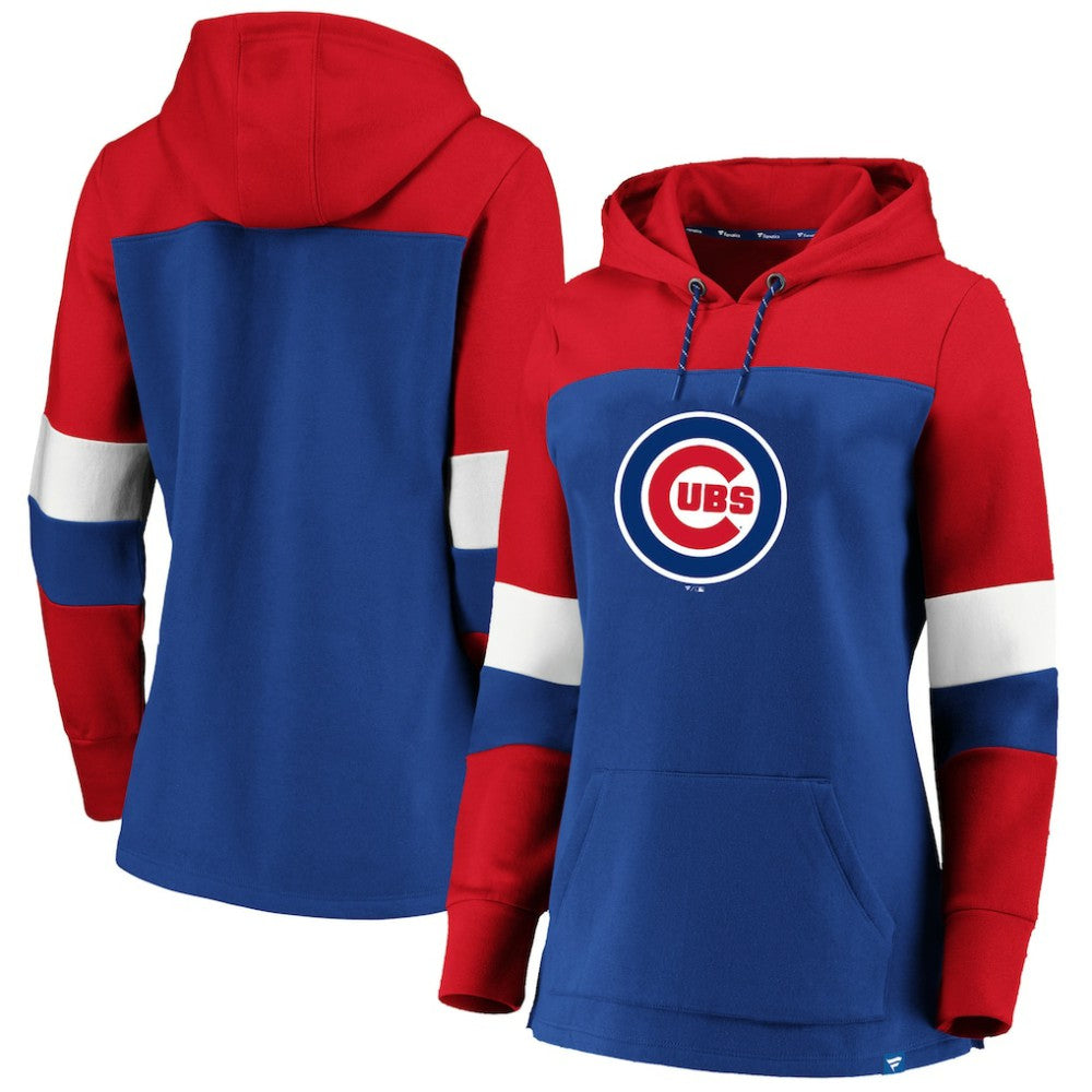 Chicago Cubs Women's Plus Size Colorblock Pullover Hoodie - Royal - MLB Lifestyle