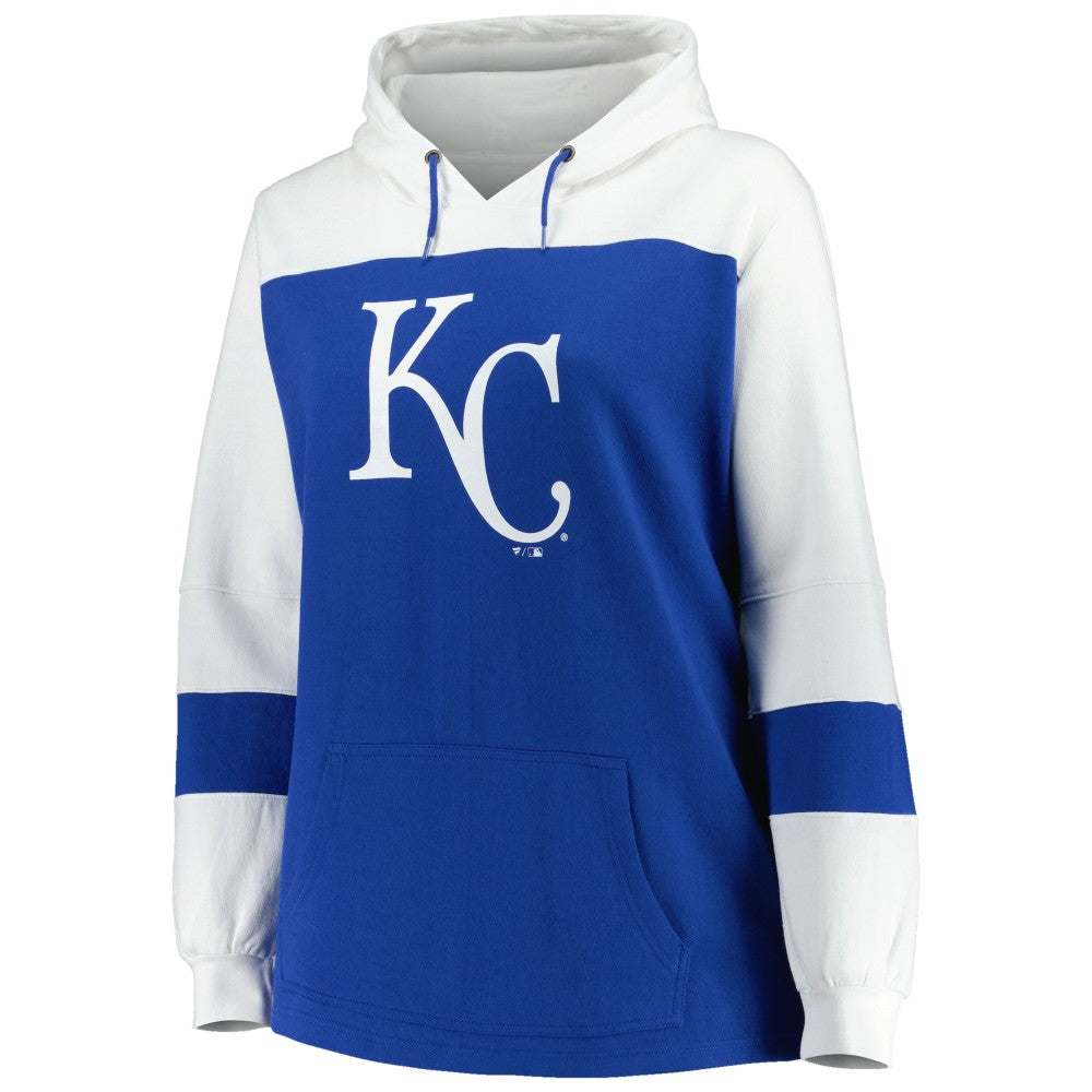 Kansas City Royals Women's Plus Size Colorblock Pullover Hoodie - Royal - MLB Sale
