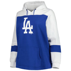 Los Angeles Dodgers Women's Plus Size Colorblock Pullover Hoodie - Royal - MLB on Sale
