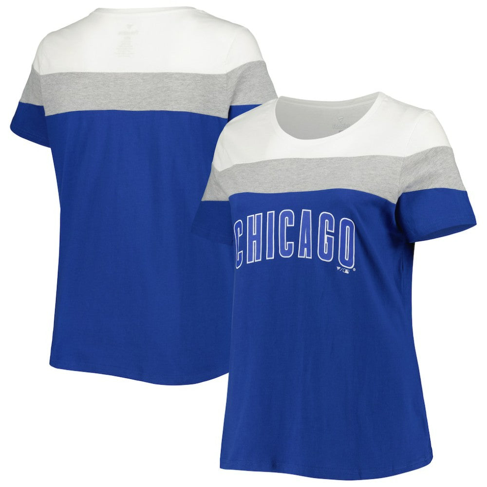 Chicago Cubs Women's Plus Size Colorblock T-Shirt - Royal/Heather Gray - MLB Sale