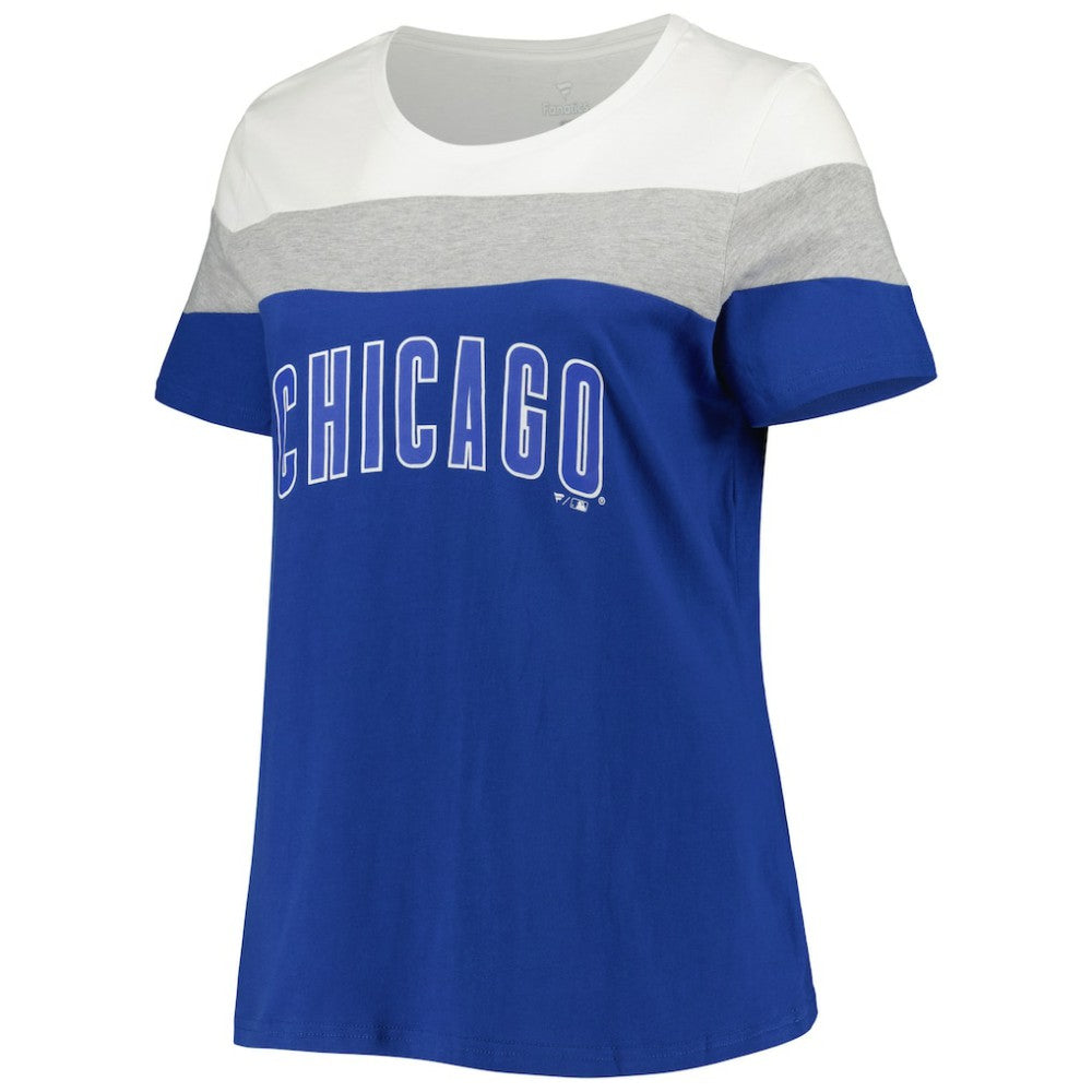 Chicago Cubs Women's Plus Size Colorblock T-Shirt - Royal/Heather Gray - MLB Sale