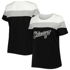 Chicago White Sox Women's Plus Size Colorblock T-Shirt - Black/Heather Gray - MLB Discount